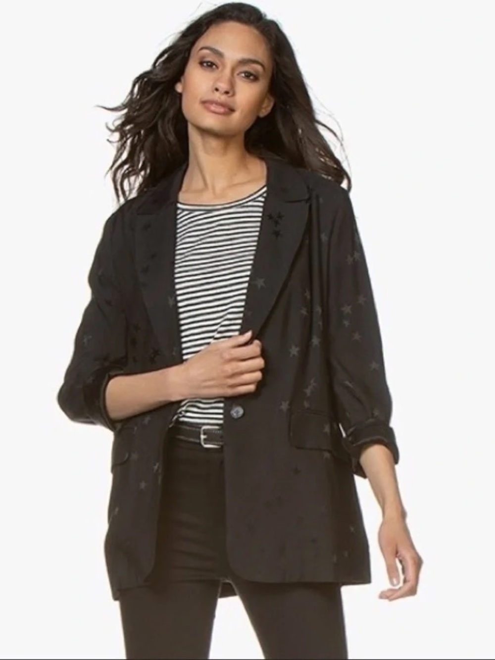 Equipment x Tabitha Simmons Black Star Jacquard One Button Blazer Size 6